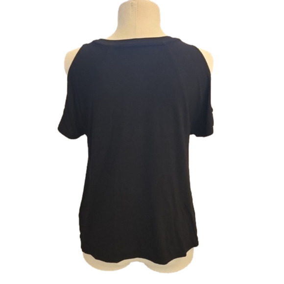 Womens American Eagle black floral embroidered cut out shoulders top size Small. - Picture 5 of 14